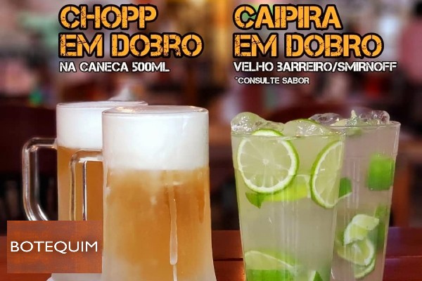 Chopp e caipirinha em dobro